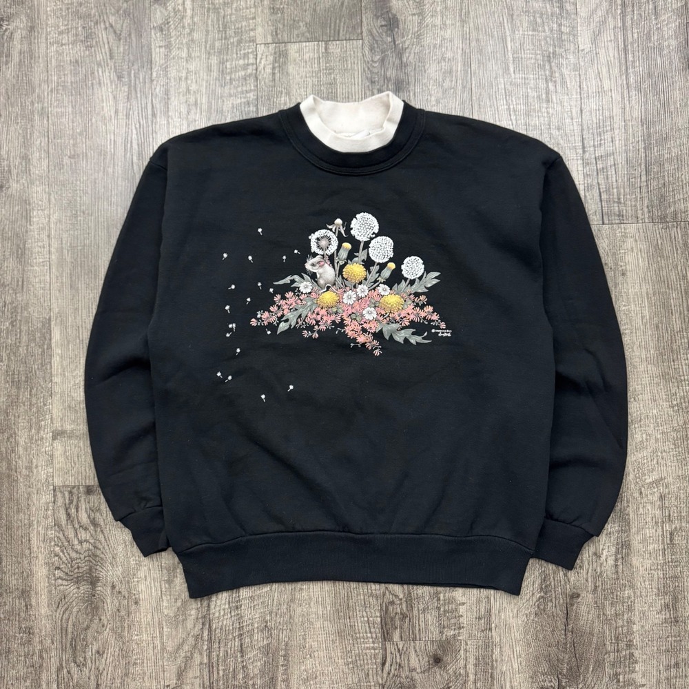 Vintage Morning Sun Floral Weeds Mouse Grandma Cottage Sweatshirt